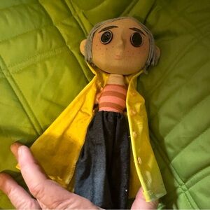 COROLINE  Yellow Raincoat Doll with Striped Shirt- collector